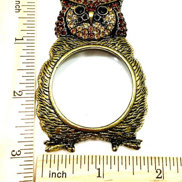 IRIS APFEL SYLE OWL PENDANT W/MAGNIFYING GLASS CENTER GOLD TONE CHAIN NE… - Picture 4 of 6